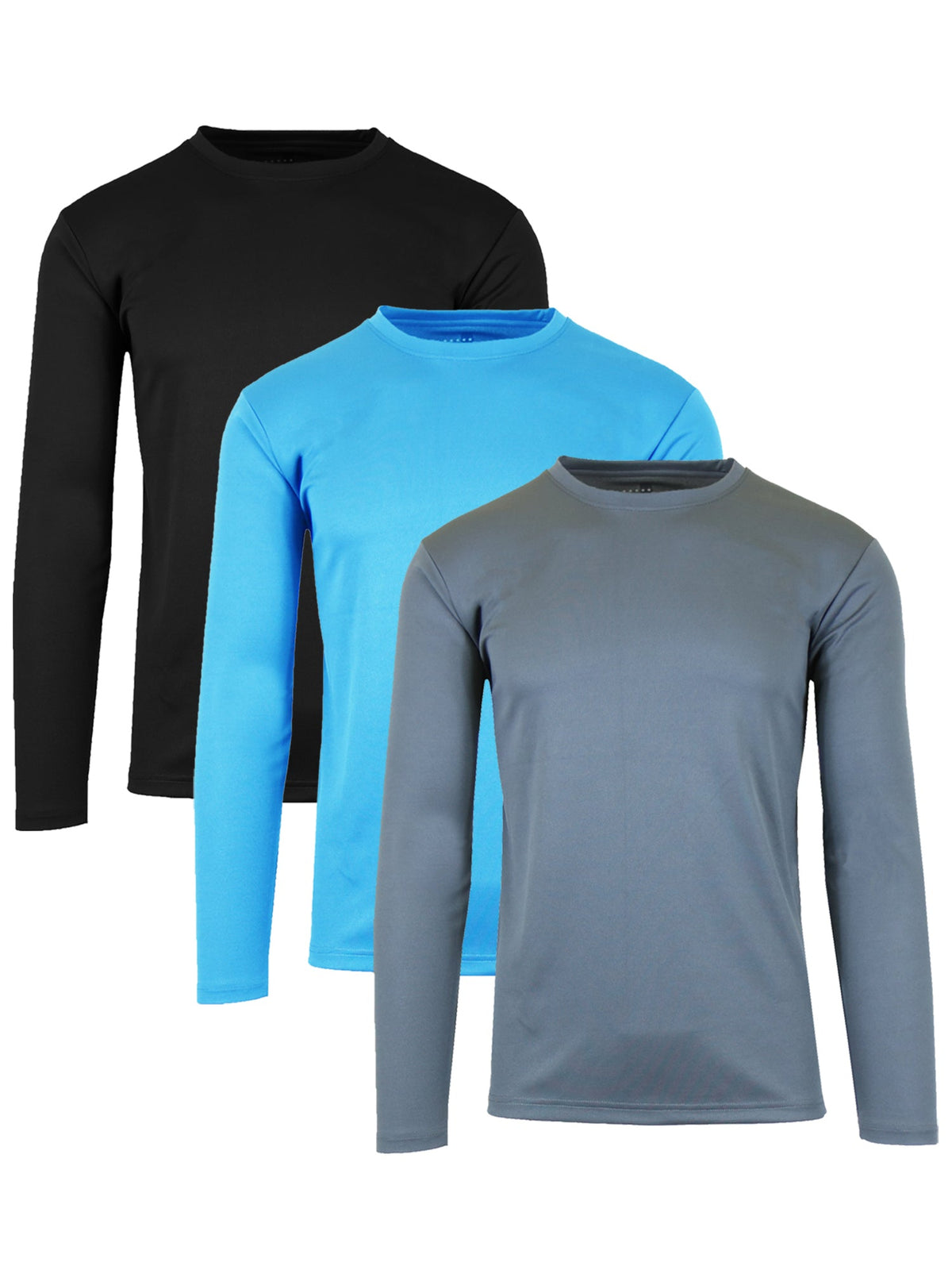 3-Pack Men's Long Sleeve Moisture-Wicking Crew Neck Tees – Quick Dry, Odor Resistant, Wrinkle-Free Active Shirts