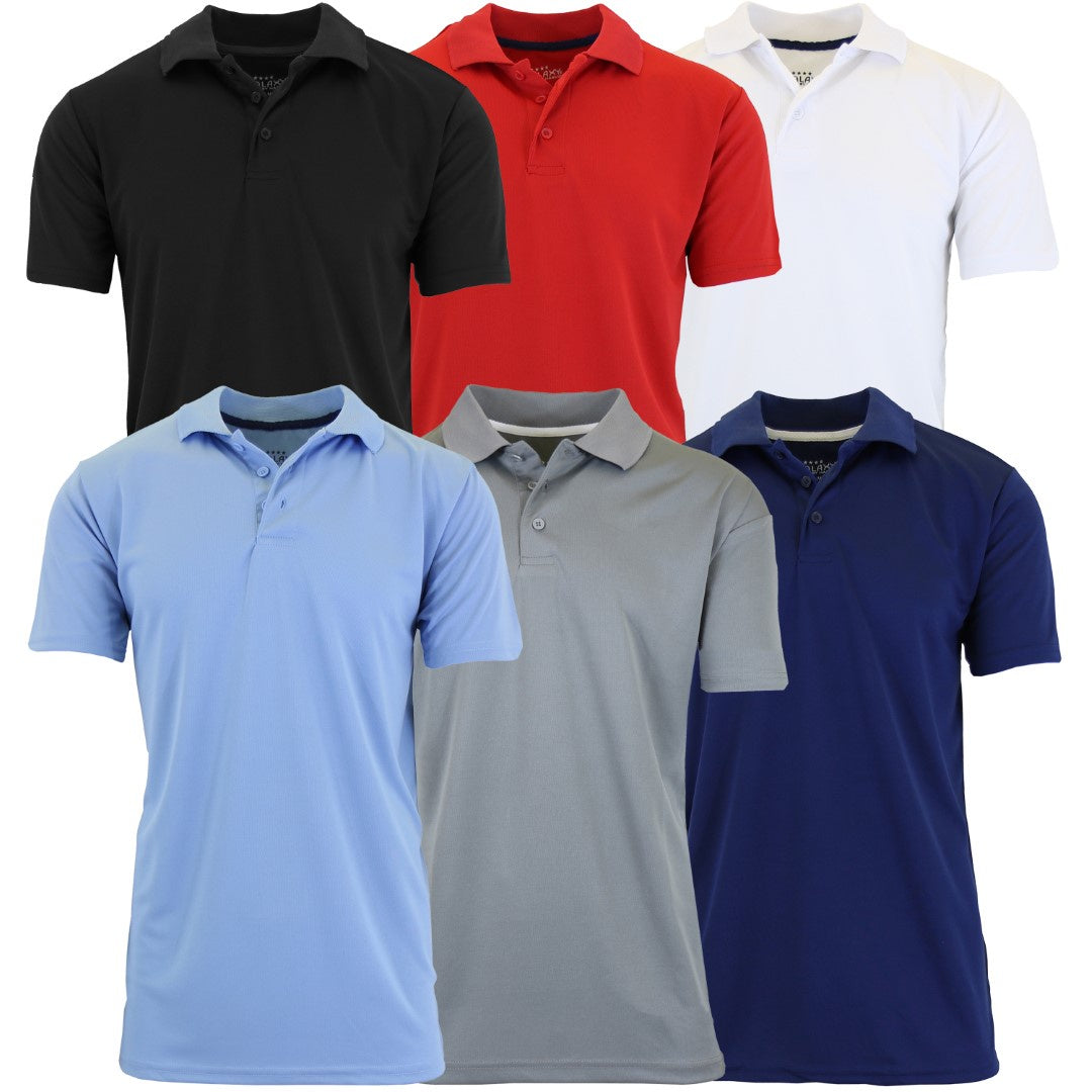 3-Pack Men's Short Sleeve Polo Shirts – Moisture-Wicking, Stretch Knit, Tagless, Regular Fit for All-Day Comfort