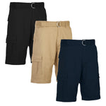 3-Pack Men's Cotton Flex Stretch Cargo Shorts With Belt (Sizes, 30-42)