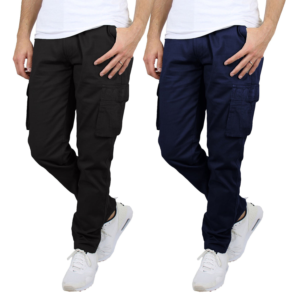 2-Pack Men's Flex-Stretch Cotton Cargo Pants – Comfortable, Durable & Versatile (31-Inch Inseam)