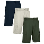 3-Pack Men's Cotton Flex Stretch Cargo Shorts With Belt (Sizes, 30-42)