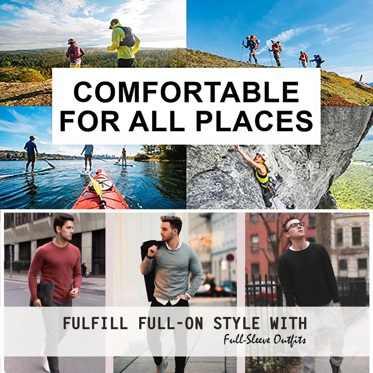 3-Pack Men's Long Sleeve Moisture-Wicking Crew Neck Tees – Quick Dry, Odor Resistant, Wrinkle-Free Active Shirts