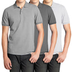 3-Pack Men's Short Sleeve Pique Polo Shirt with Ribbed Collar and Breathable Cotton-Blend Fabric (S-3XL)