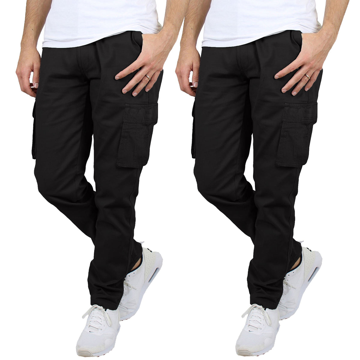 2-Pack Men's Flex-Stretch Cotton Cargo Pants – Comfortable, Durable & Versatile (31-Inch Inseam)